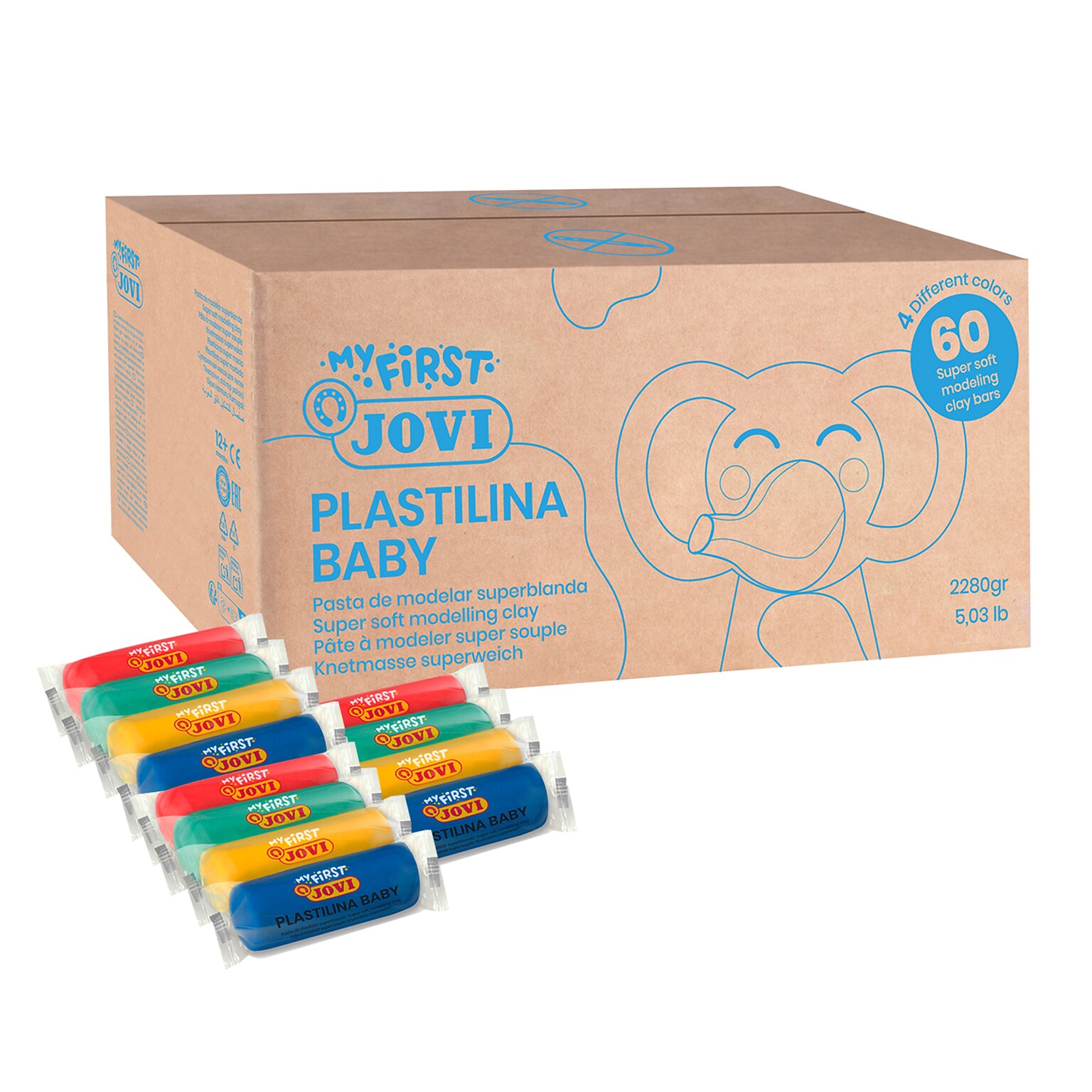 JOVI Plastilina Modeling Clay Baby School Pack, 60 Bars (JOV37160)