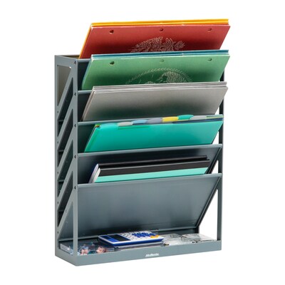 Mind Reader 5-Compartment Mountable Plastic Vertical File Storage, Gray  (WALLANCH-GRY)