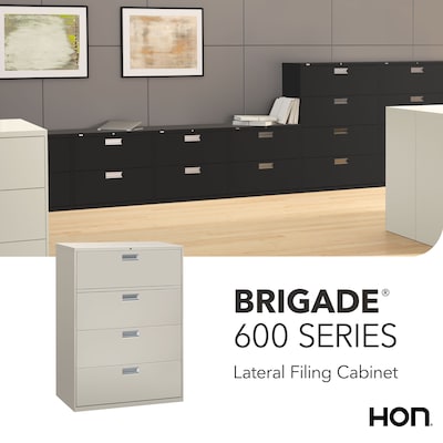 HON Brigade 600 Series 4-Drawer Lateral File Cabinet, Locking, Letter/Legal, Gray, 42"W (HON694LQ)