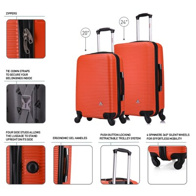 InUSA Royal 2-Piece Hardside Spinner Luggage Set, TSA Checkpoint Friendly, Orange (IUROY0SM-ORG)