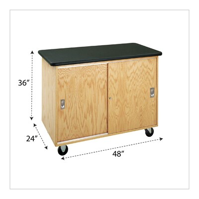 Diversified Woodcrafts Access Sliding Door Cabinet Rectangular Mobile Lab Table, 48 x 24, Oak (4101K)