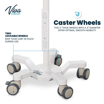 Viva Comfort Rolling Sturdy Compact Mobile Stand for RVS-100 Vital Signs Monitor, White (ADI912-C-MP-04-MK)