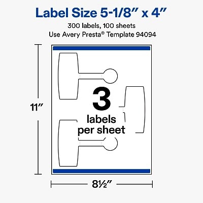 Avery Laser Multipurpose Labels, 5-1/8" x 4", 300 Labels/Box (19479370743)