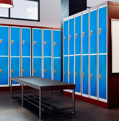 AdirOffice 72'' 2-Tier Key Lock Blue Steel Storage Locker (629-202-BLU)