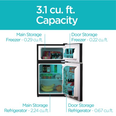Black & Decker Adjustable Temperature Control Refrigerator w/Freezer, 3.1 Cu. Ft., Black (BCRDK32B)