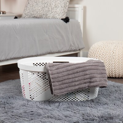 Mind Reader Wide Plastic Laundry Basket, White, 2/Set (2HHAMP40-WHT)