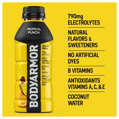 BodyArmor SuperDrink Tropical Punch Sports Drink, 16 Oz. Bottle, 12/Pack (100008-1.4)