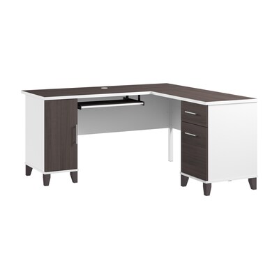 Bush Home Somerset 60 W L Shaped Office Desk with Storage, Storm Gray (WC81030K)