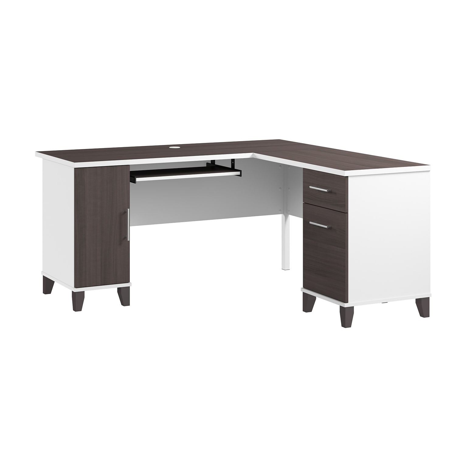 Bush Home Somerset 60 W L Shaped Office Desk with Storage, Storm Gray (WC81030K)