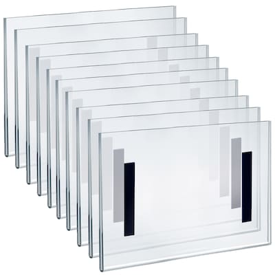 Azar Magnetic Sign Holder, 11 x 8.5, Horizontal, Wall Mounted, Clear, Acrylic, 10/Pack (129922)