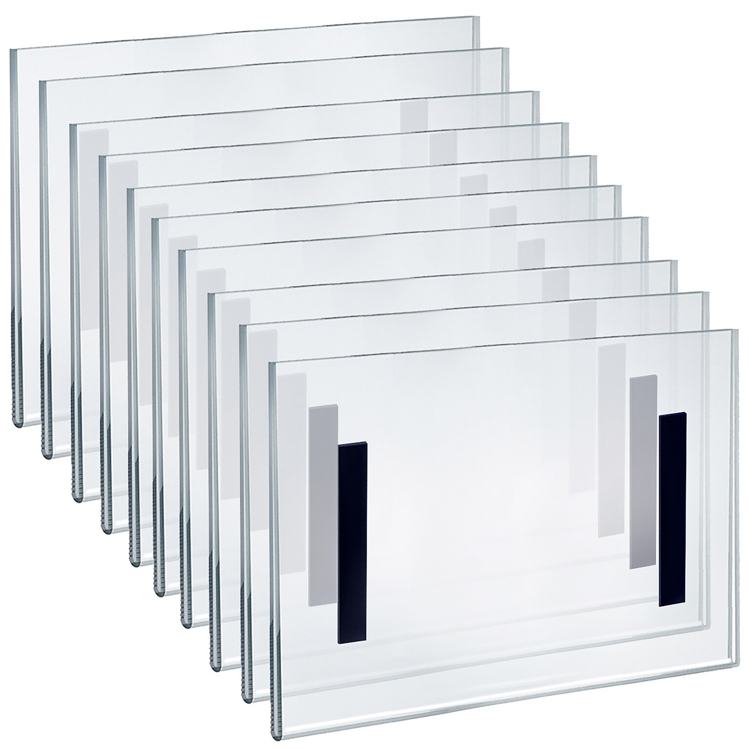 Azar Magnetic Sign Holder, 11 x 8.5, Horizontal, Wall Mounted, Clear, Acrylic, 10/Pack (129922)