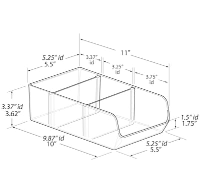 Azar Small Stackable Plastic Storage Bin, Clear, 4/Pack (556750-4PK)