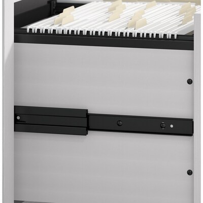 Bush Furniture Key West 60"W L Shaped Desk with 2 Drawer Mobile File Cabinet, Pure White Oak (KWS013WT)