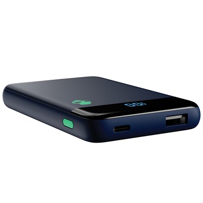 Skullcandy Stash Mini USB-A/USB-C Power Bank for Multiple Brands, 5000 mAh, Dark Blue/Green (SKD7PMZP750)