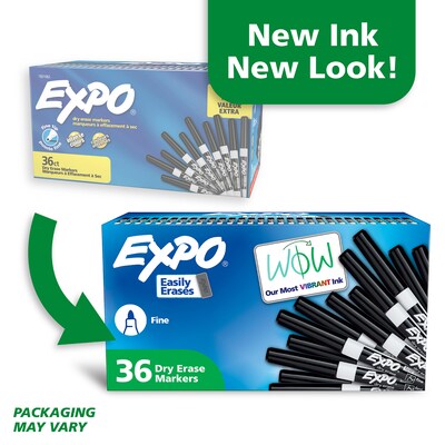 Expo Dry Erase Markers, Fine Tip, Black, 36/Pack (1921062)