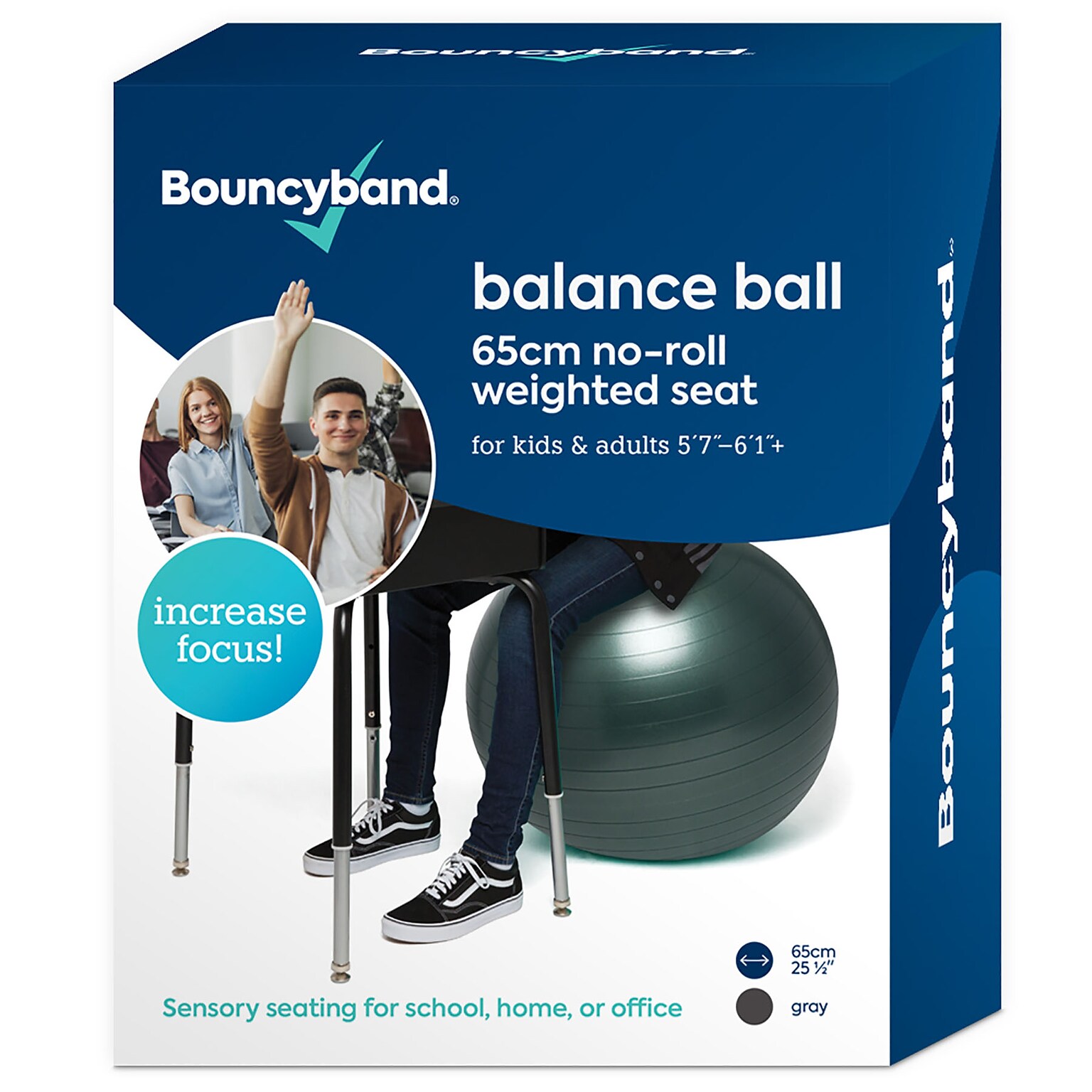 Bouncy Bands Balance Ball, 65cm, Dark Gray (BBAWBS65GY)