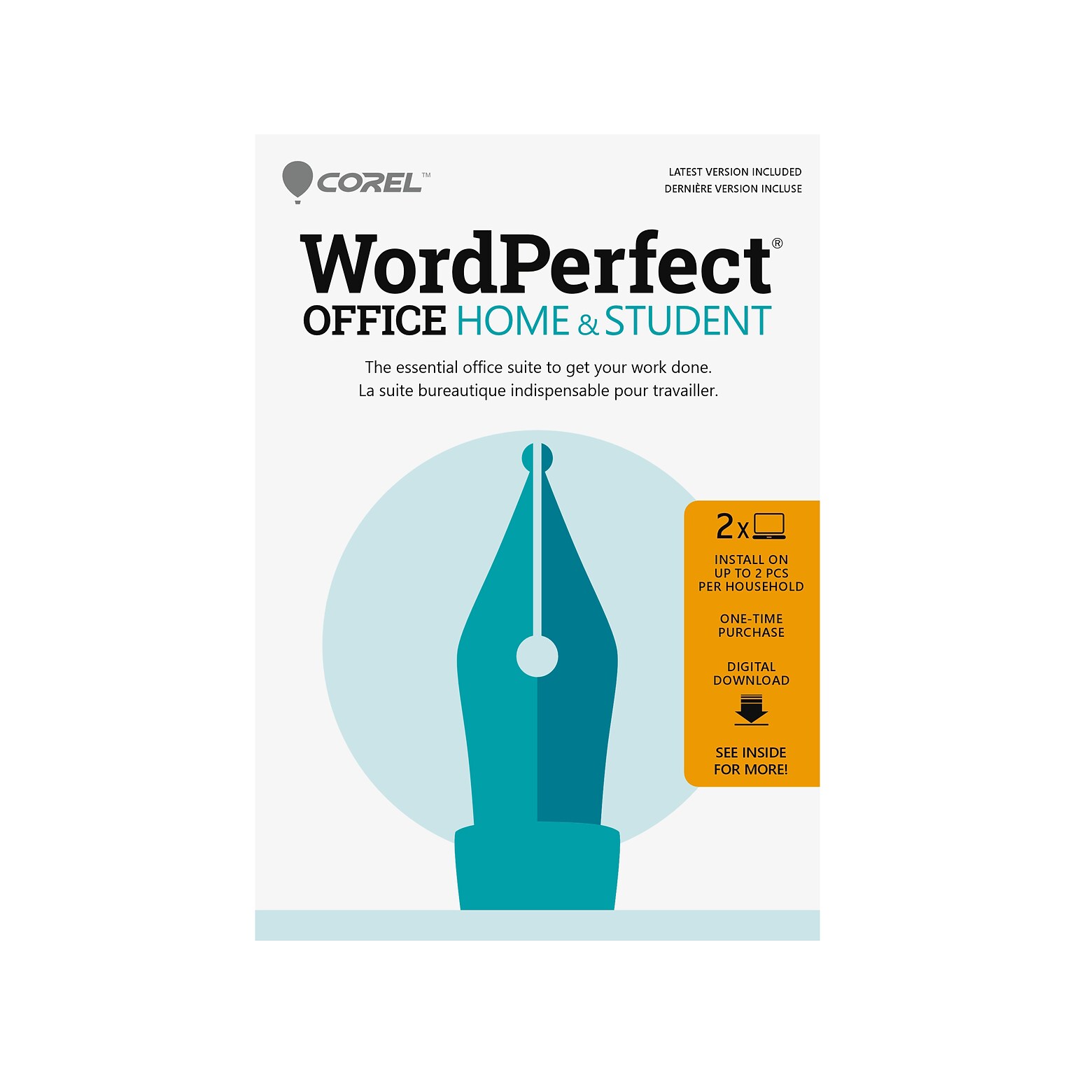 Corel WordPerfect Office Home & Student for 2 Users, Windows, Download (WPAGHSEFMBAMC)
