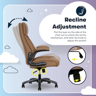 Serta Torrington Ergonomic Polyurethane Big & Tall Chair, 400 lb. Capacity, Light Tan (52399-TAN)