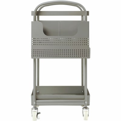 Lorell 2-Shelf Metal Mobile File Cart with Caster Wheels, Champagne Gold (LLR45654)