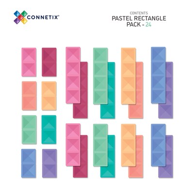 Connetix Magnetic Tiles Pastel Rectangle Pack, 24 Pieces (CNTP00024RE)