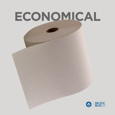 Pacific Blue Basic Recycled Hardwound Paper Towels, 1-ply, 800 ft./Roll, 6 Rolls/Carton (26301)