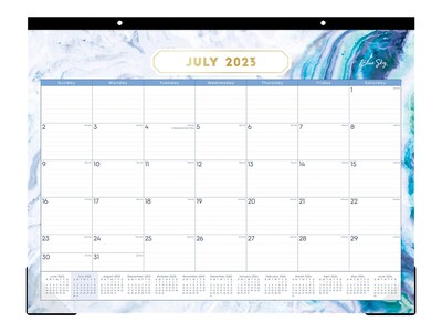 2023-2024 Blue Sky Gemma 22  x 17  Academic Monthly Desk Pad Calendar Blue/White (144384) pack of 4