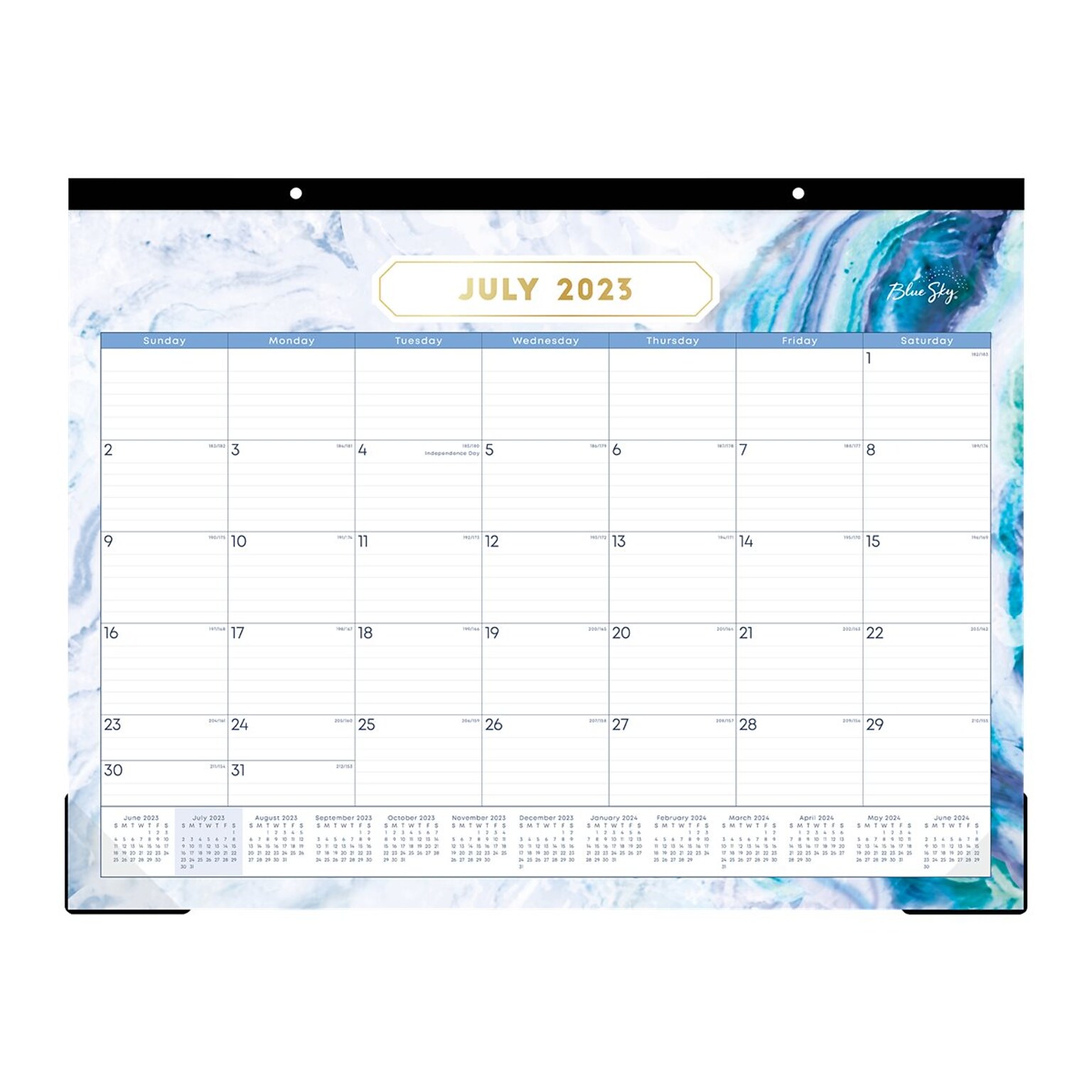 2023-2024 Blue Sky Gemma 22 x 17 Academic Monthly Desk Pad Calendar, Blue/White (144384)