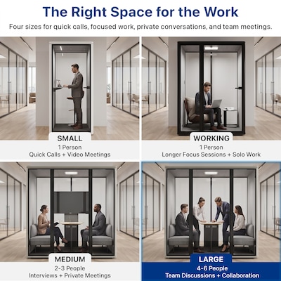 Uncaged Ergonomics Modular Acoustic Office Pod with Ventilation, Lighting and Power, Large, White (POD-L-White)