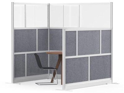 Luxor Modular Room Divider Add-On Wall, 48"H x 53"W, Gray PET/Frosted Acrylic (MW-5348-XFCG)