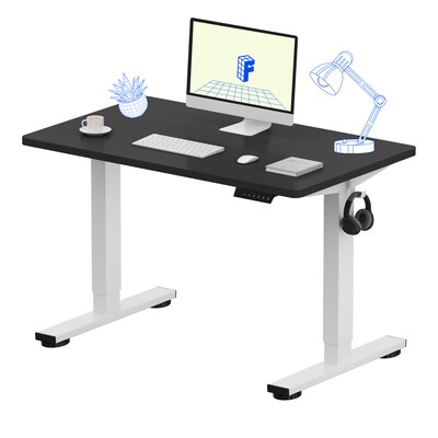 FlexiSpot E2 42W Electric Adjustable Standing Desk, Black/White (E2W4224B)
