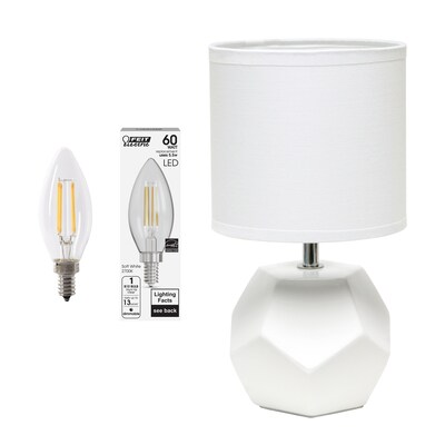 Simple Designs 10.24" LED Table Lamp, White (LT2065-WHT-LB)