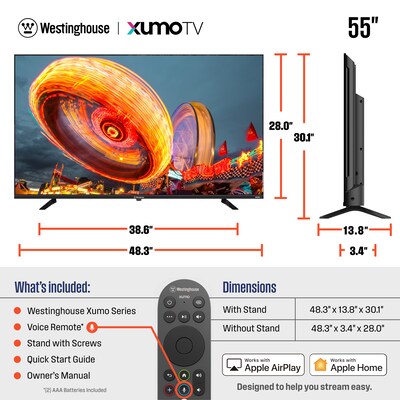 Westinghouse UX Series 55" Smart LED 4K UHD XUMO TV, Black (WX55UX4800)