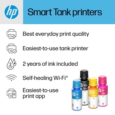 HP Smart Tank 7602 Wireless Color Inkjet Printer, All-In-One Supertank, Print, Scan, Copy, Fax (28B98A#B1H)
