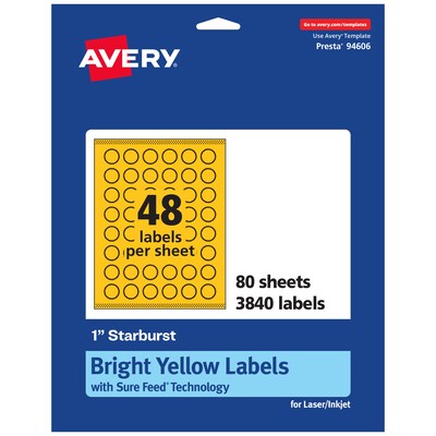 Avery Hemp Starburst Laser/Inkjet Multipurpose Labels, 1, Off-White (1920/Box)