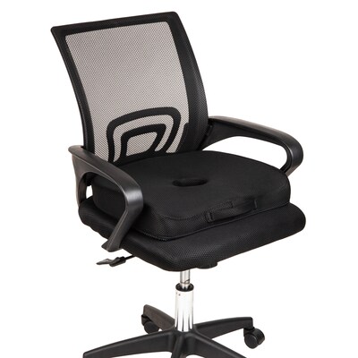 Mind Reader Memory Foam with Gel Core Office Chair Ergonomic Orthopedic Cushion, Black (GELCUSH-BLU)
