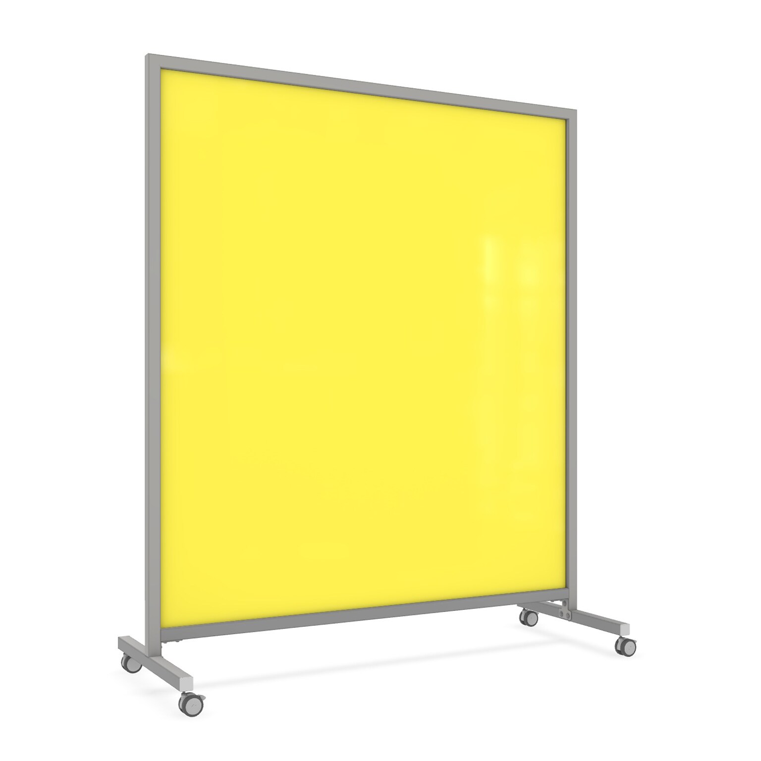 Ghent EZ Glass Mobile Dry-Erase Whiteboard, Aluminum Frame, 75H x 62W, Yellow (EZ1NA7562YW)