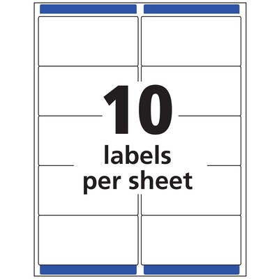 Avery Easy Peel Inkjet Shipping Labels, 2" x 4", Clear, 10 Labels/Sheet, 25 Sheets/Pack (8663)