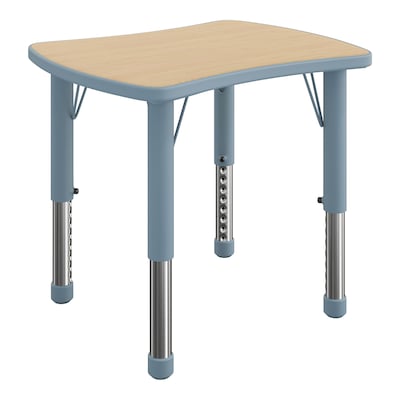 Flash Furniture Wren Rectangular Activity Table, 21.75 x 26.5, Height Adjustable, Natural Woodgrain/Dusty Blue (YU98RECTBDTB)