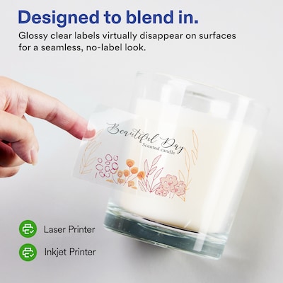 Avery Rectangle Laser/Inkjet Multipurpose Labels, Clear, 8 Labels/Sheet, 100 Sheets/Pack (19479311194)
