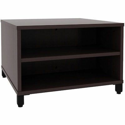 Lorell 24W x 24D Laminate Square Reception Table with Storage, Espresso (LLR69204)