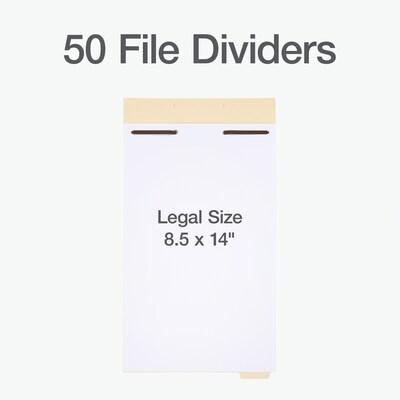 Pendaflex Filing Dividers with Bonded Fastener, Bottom 1/5-Cut Tabs, Legal Size, Manila, 50/Pack (1007068)