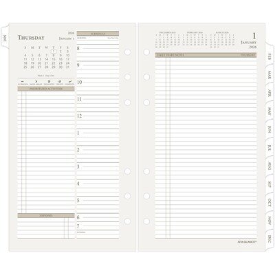2026 AT-A-GLANCE 6.75" x 3.75" Daily & Monthly Refill Pages, White/Brown (471-225-26)