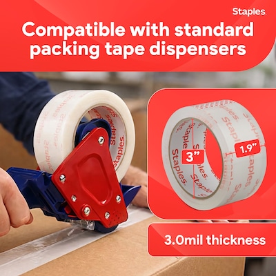 Staples Ultra Heavy Duty Shipping Packing Tape, 1.88" x 54.6 Yds, Clear, 6 Rolls/Pack (52196)