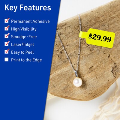 Avery Laser/Inkjet Barbell Multipurpose Labels, 0.5" x 2.5", Neon Yellow, 450/Pack (94749)