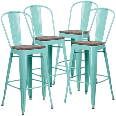 Flash Furniture Blake Contemporary Metal Vertical Back Barstool, Mint Green, 4-Pieces/Pack (4ET353430MINTW)