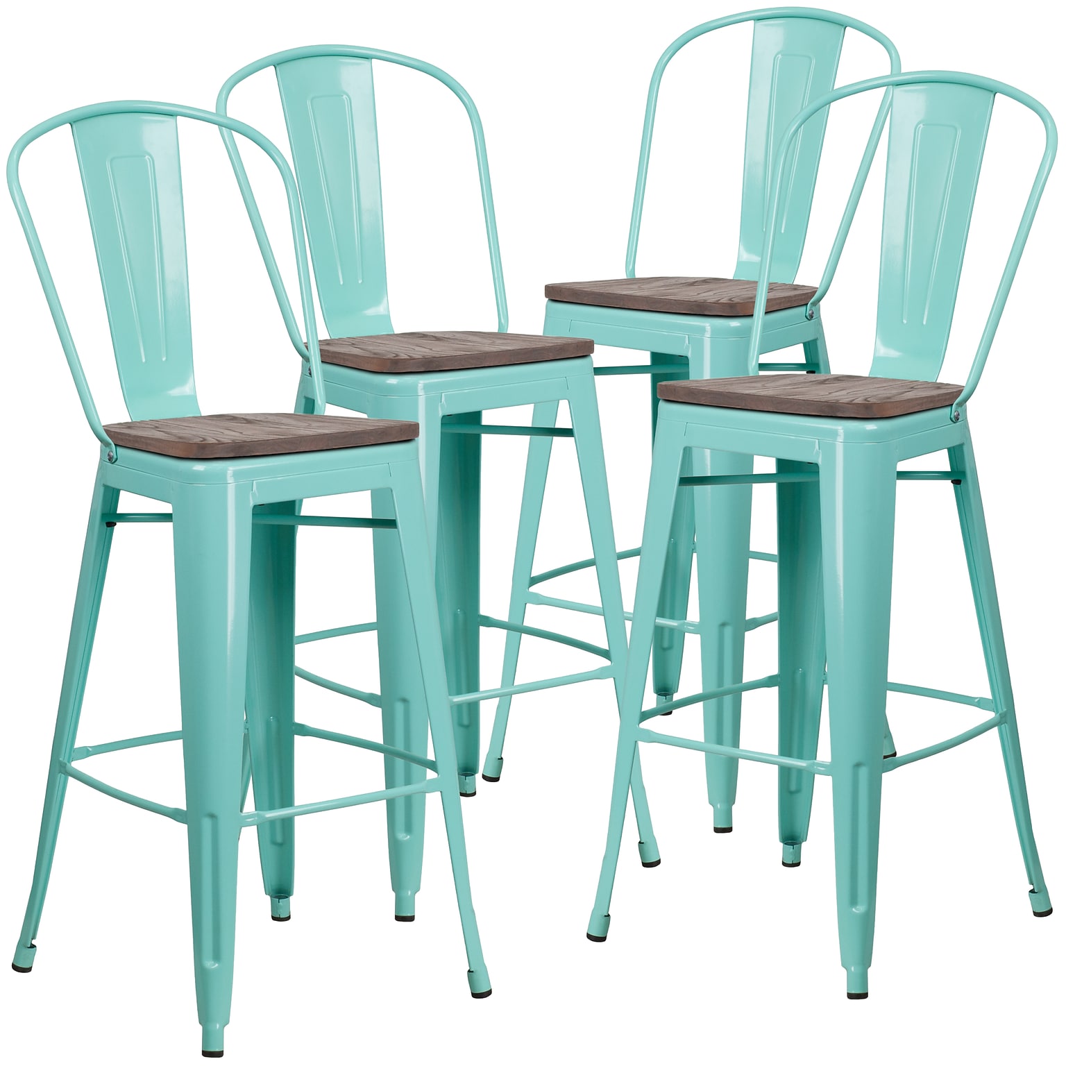 Flash Furniture Blake Contemporary Metal Vertical Back Barstool, Mint Green, 4-Pieces/Pack (4ET353430MINTW)