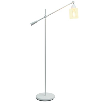 Lalia Home Studio Loft Swing Arm 55.5 White Floor Lamp with Clear Glass Cylindrical Shade (LHF-5021-WH)
