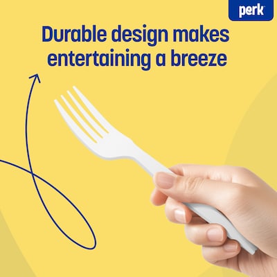 Perk™ Polystyrene Assorted Cutlery, Medium-Weight, White, 300/Pack (PK56406)