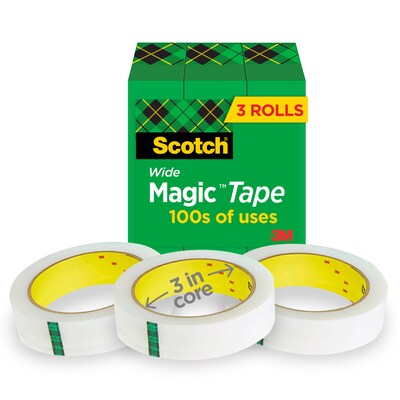 Scotch Magic Invisible Clear Tape Refill, 1 x 72 yds., 3 Core, Clear, 3 Rolls/Pack (810-72-3PK)