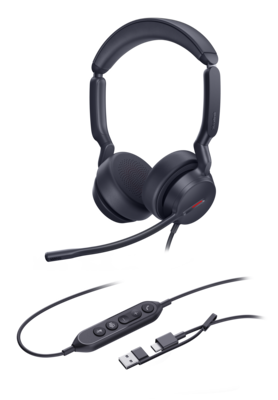 Yealink UH44 USB Wired Noise Cancelling USB-C/A Stereo Computer Headset for Business Office, Teams Certified